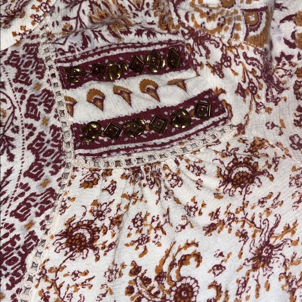 Lucky Brand Peasant With Beading Top Blouse Size S/P - Picture 8 of 8